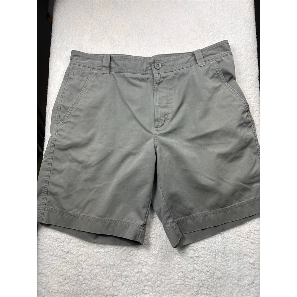 Marmot Men Shorts 36 Gray Canvas Flat Front Casual Hiking Outdoor 5 Pocket NICE